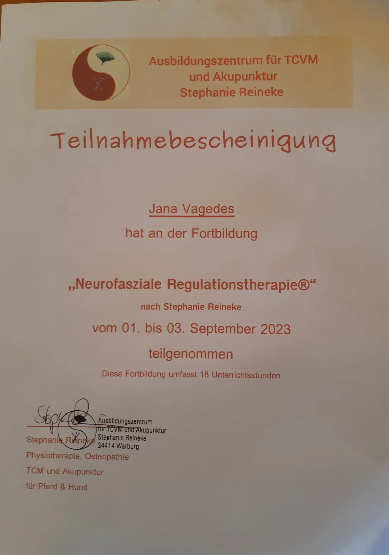 Jana Vagedes Osteopathie & Physiotherapie für Pferde